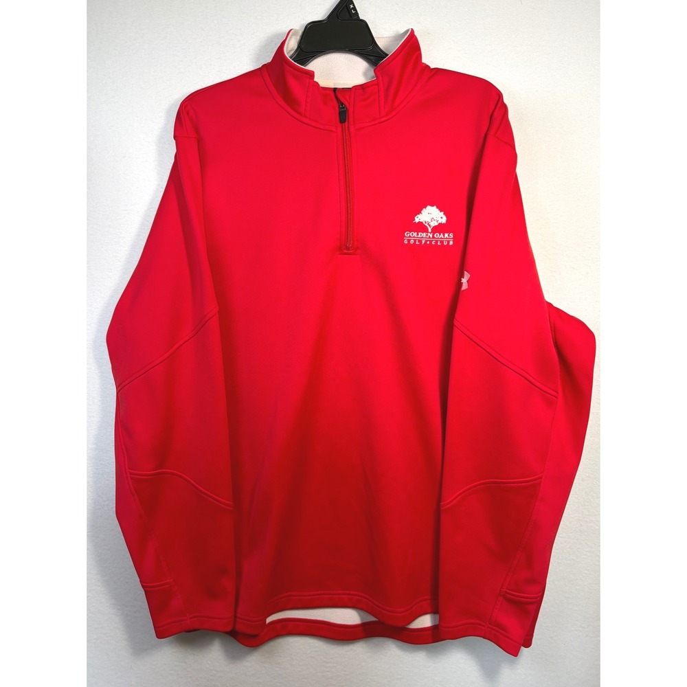 Under Armour Quarter Zip Pullover Mens XL Red Excellent Golden Oaks Golf Club